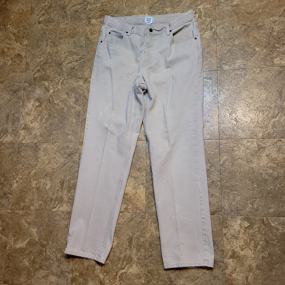L.L. Bean Double L Jeans Mens 33x31 (Tag 35x32) Beige Khaki Straight Leg Classic